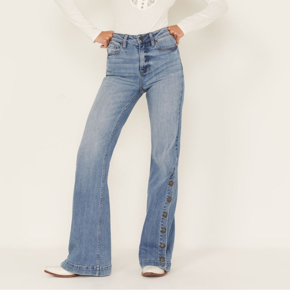IDYLLWIND WOMEN'S BURCH LIGHT WASH HIGH RISIN SNAP TROUSER JEANS